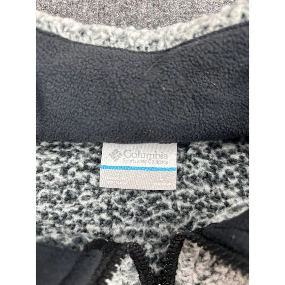 Columbia Jacket Kids L Gray Sherpa Fleece Full Zip Pockets Warm Longline‎